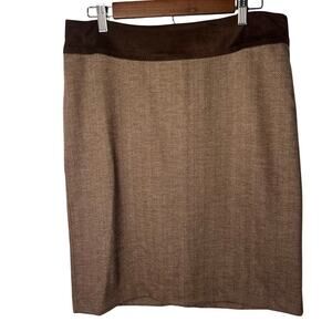 Iziaac Mizrahi Women's 12 Herringbone A-Line Faux Suede Equestrian Midi Skirt